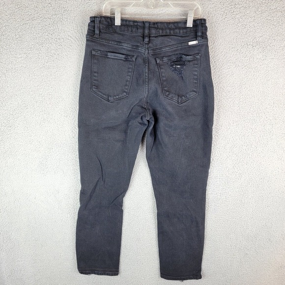 Kancan Womens 9/ 28 Haven Ultra High Rise Slim Straight Jeans Black Distressed - Picture 2 of 9